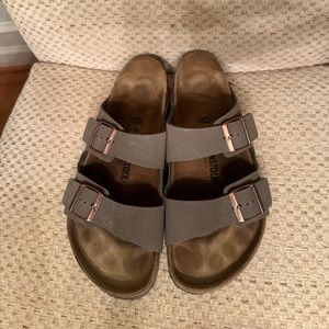 Birkenstock Arizona Birkibuc Slide Sandals Men's Size 45 US 12 Stone